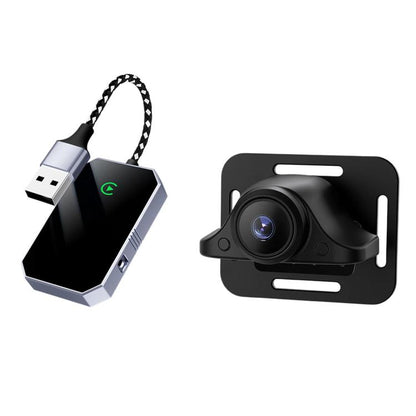 LC969D car baby monitor camera with USB cable, black-and-silver body
