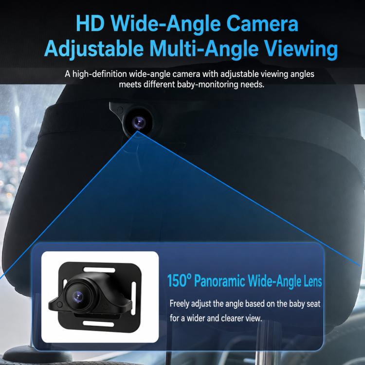 Car baby monitor camera module with wide-angle lens and black mounting bracket