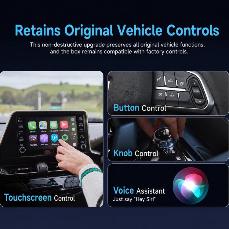 Car baby monitor control panel with touchscreen plus button and knob sections