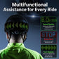 LED helmet display module showing speed, brake alert, and turn-signal style lights