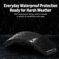 Black waterproof LED helmet display housing with water droplets