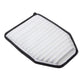 Car air filter element with white pleated media and black rubber edge frame