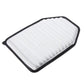 Car air filter element with white pleated panel and black border frame