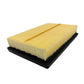 Automotive air filter element, pleated yellow media on top with black base
