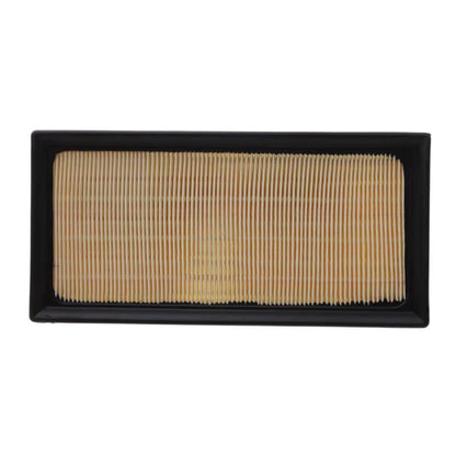 Rectangular air filter element with pleated light paper media, black frame