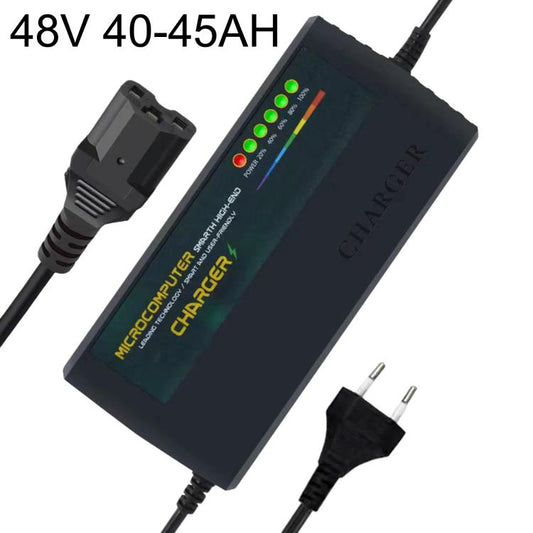 48V 40-45AH battery charger with LED status panel, DC plug and EU power cord set
