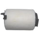 Cabin air filter cartridge with white cylindrical media and black side brackets