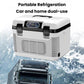 White portable dual-use fridge with top handle and front air vent grille.