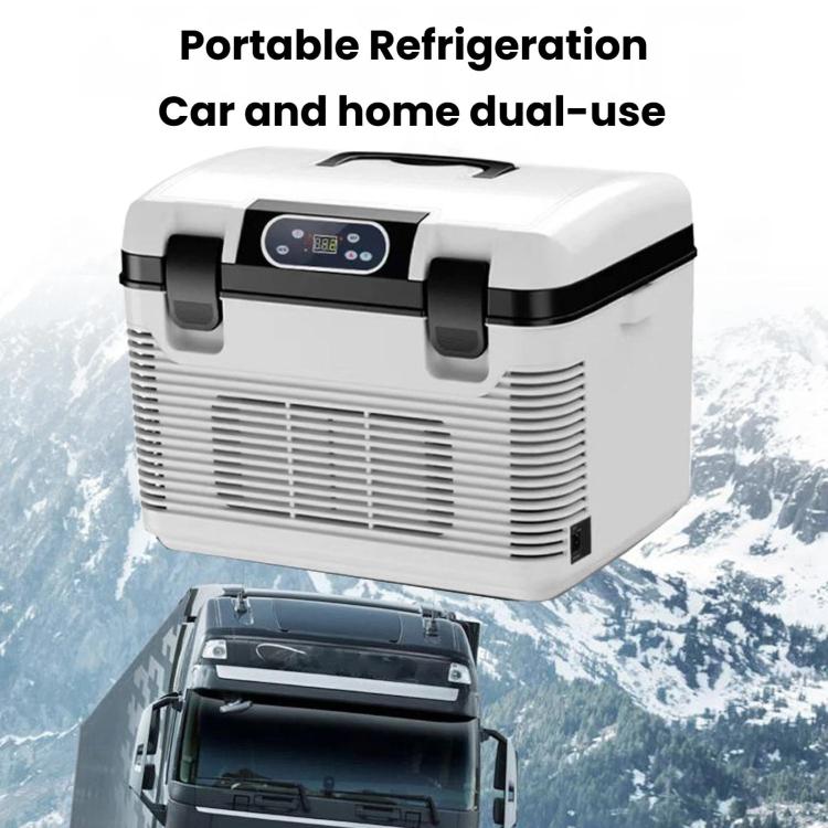 White portable dual-use fridge with top handle and front air vent grille.