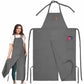 Grey split-leg canvas work apron with halter neck, front pockets, and leg straps