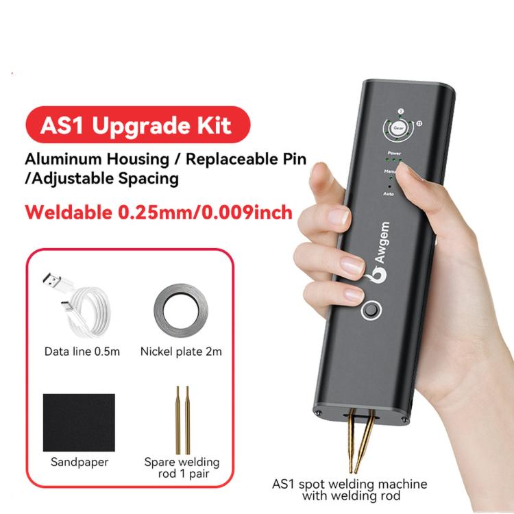 Handheld portable spot welder with adjustable spacing pins and LED control panel
