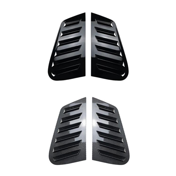 Triangular louver window decals: black pair and carbon fiber-style pair, two sets