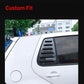 Installed triangular louver window decal with vent slats on car side window