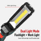 Dual-mode work light with COB strip and secondary LED light on a handheld body.