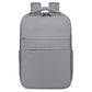 Gray travel laptop backpack with top handle and front zip compartment
