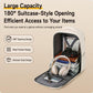 Light beige backpack with 180-degree suitcase-style opening and organized interior pockets