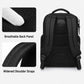 Black laptop backpack back panel with breathable cushioning and widened shoulder straps