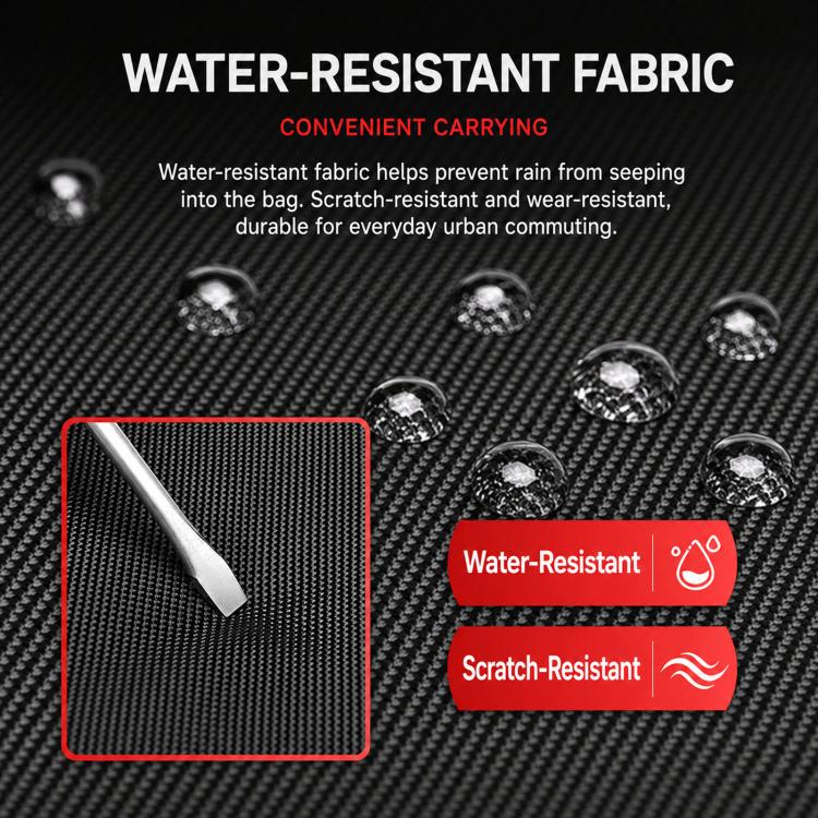 Textured water-resistant fabric laptop backpack surface with scratch-resistant finish