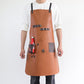 Tan/brown waterproof BBQ apron with studded leather strap holders and bottle pocket