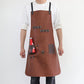 Brown waterproof BBQ apron with studded leather straps and bottle holster pocket