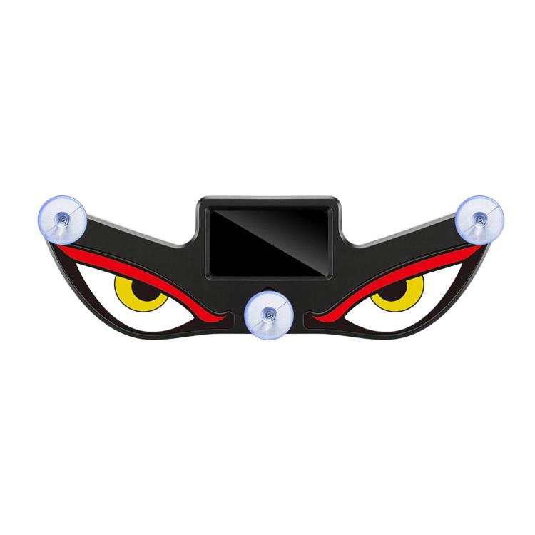 Solar car window warning light with blinking yellow-red eye design, black frame, 3 suction cups
