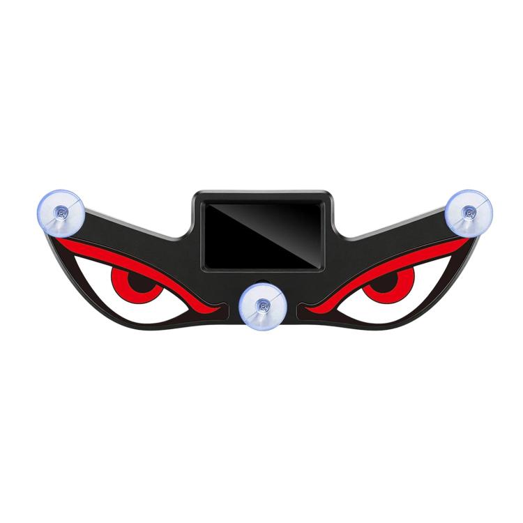 Solar car window warning light with blinking red eye design, black frame, 3 suction cups