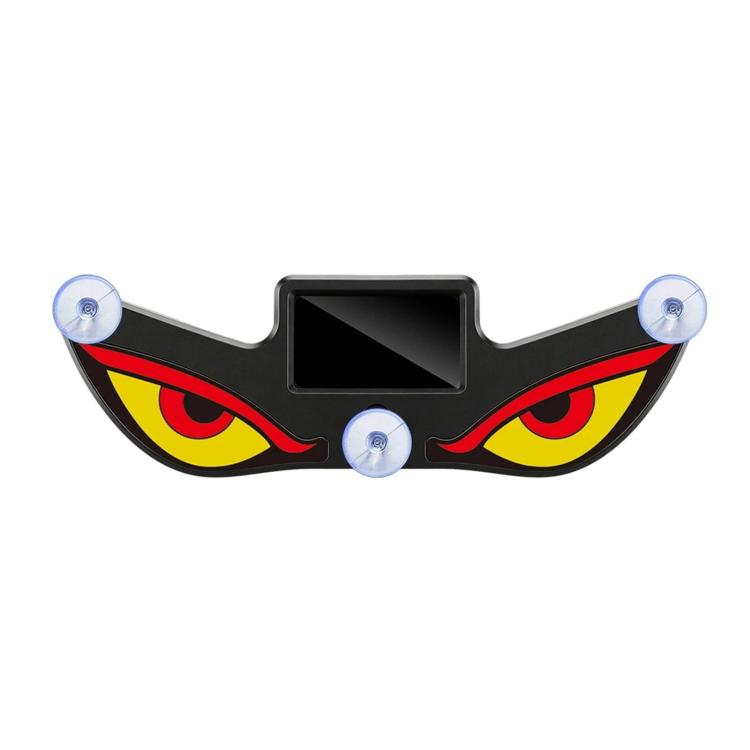 Solar car window warning light with blinking red and yellow eye design, black frame, 3 suction cups