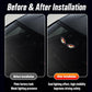 Solar car window warning light close-up, blinking eye design with suction cup mounting
