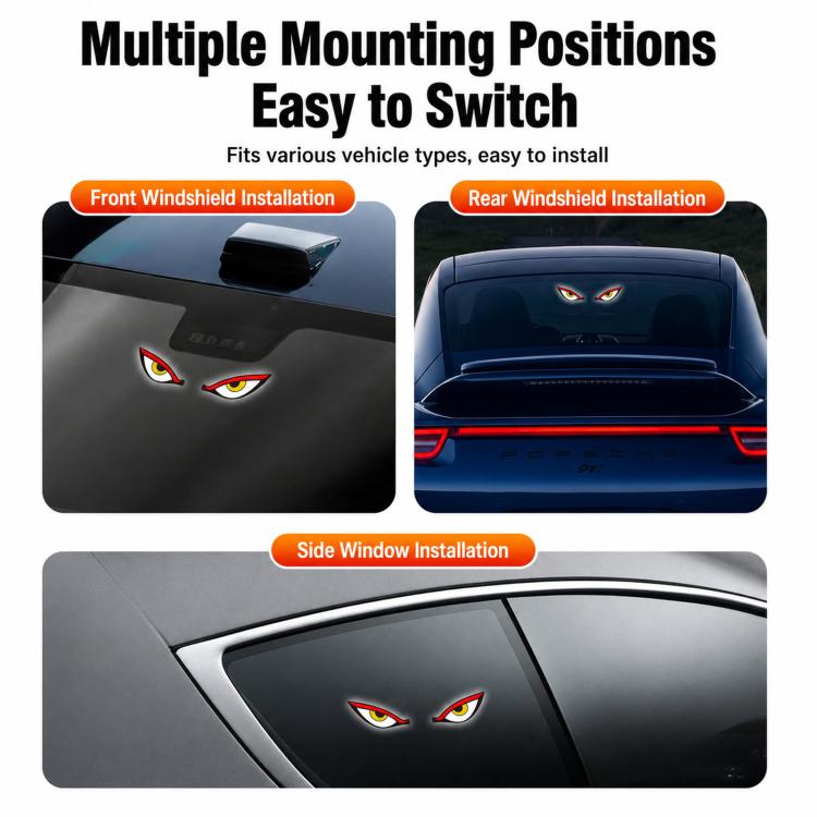 Solar car window warning light with suction cups for multiple window mounting positions