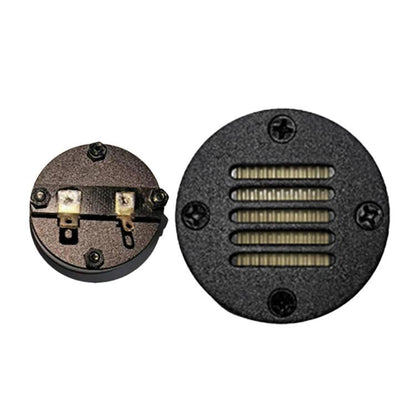 Pneumatic car tweeter horn AMT-42, round speaker with grille slots and mounting tabs