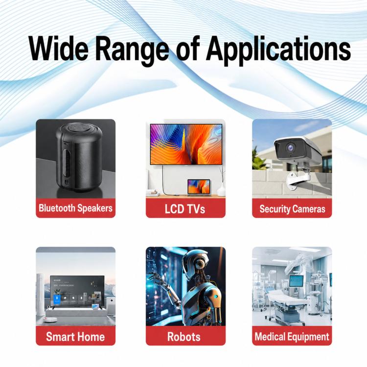 Compact pneumatic car tweeter horn AMT-42 shown among device application icons
