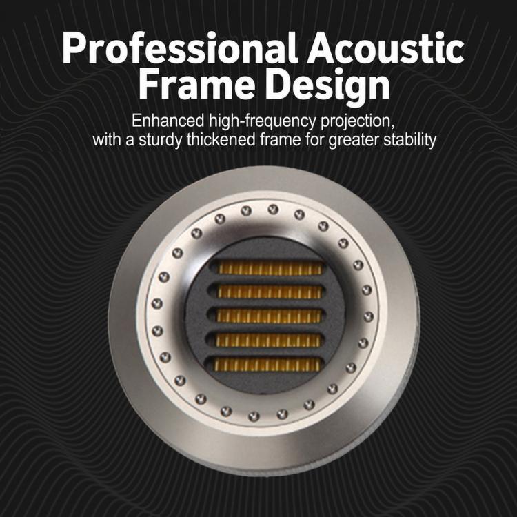 Silver car tweeter ribbon speaker close-up with four slot grille and screw-ring bezel