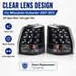 Rear tail light pair with clear lenses and black housing, chrome reflectors, amber markers