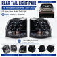Rear tail light pair with clear lenses, black housing, chrome reflectors, amber markers