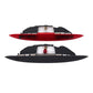 High-mount brake warning light with red lens and black housing, front views