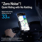 Motorcycle phone holder with mounted smartphone, designed to reduce rattling while riding