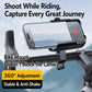 Motorcycle phone holder on handlebar with 360° adjustment for stable mounting