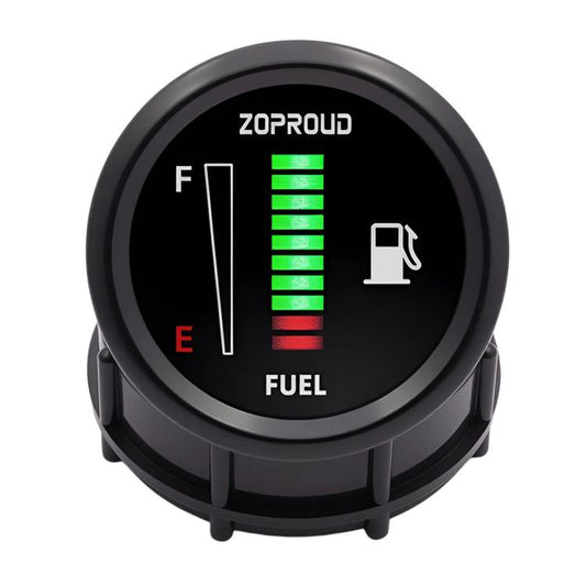 12/24V LED fuel level gauge with black bezel and green bar indicator