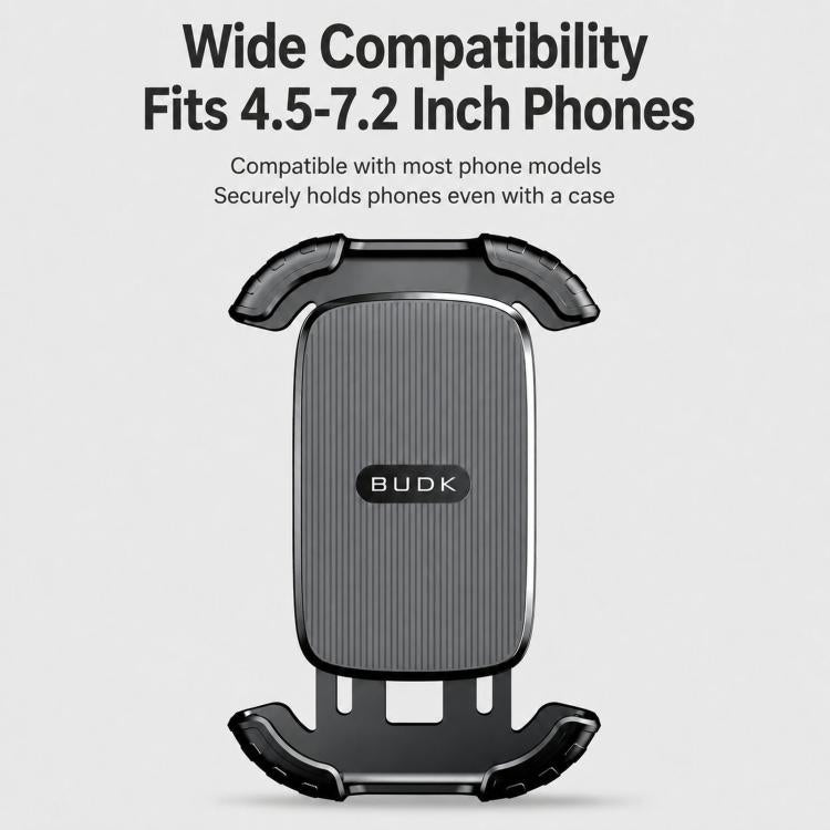 Retractable phone holder mount with gray textured insert and black cradle clips