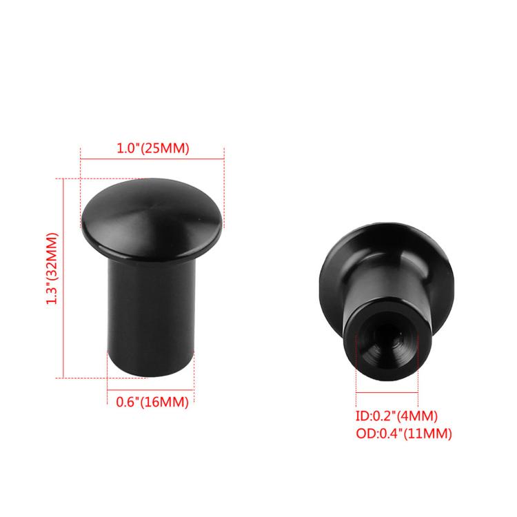 Aluminum alloy handbrake release button cover, black cap size diagram.