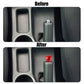 Aluminum alloy handbrake release button cover, red cap on the handbrake lever.