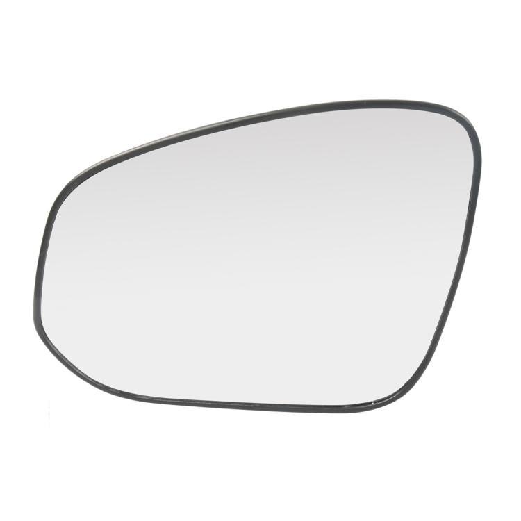 Heated mirror glass with black trim, clear lens for automotive side-view mirror
