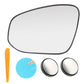 Heated mirror glass kit: clear glass, blue seal, and black metal housing rings