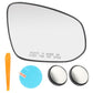 Heated mirror glass with black edge trim, clear lens and included mounting kit parts