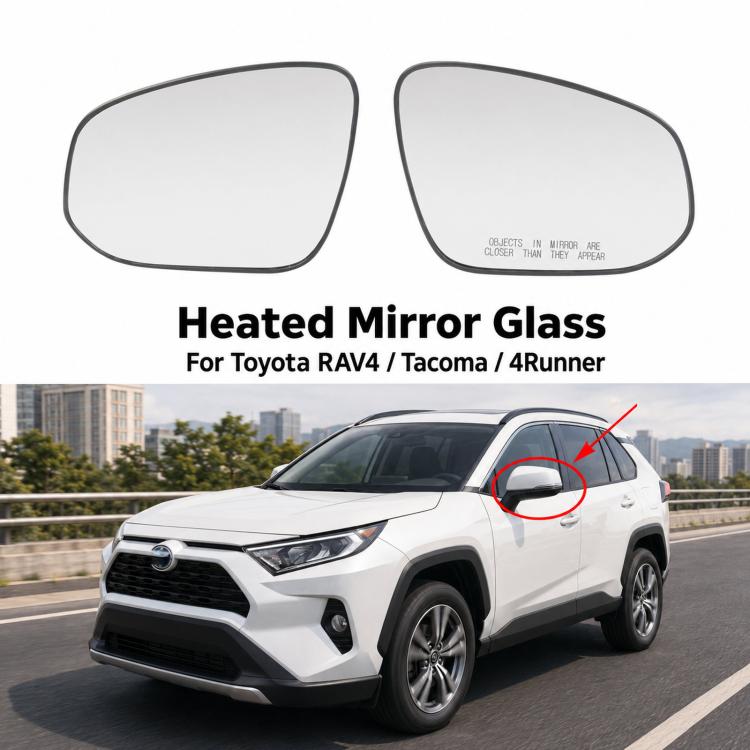 Heated mirror glass pair with black trim, clear lenses for side-view mirrors