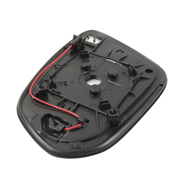 Heated side mirror glass housing assembly with wiring and mounting clips