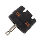 Black drill bit adapter with 1/4 and 3/8 markings and silver hex bit