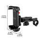 Shock-absorbing bike phone mount with clamp and adjustable arm, black