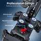 Shock-protected bike phone mount close-up with secure lock and silicone pads, black