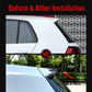Rear roof spoiler installed on vehicle, dark black curved fin (before/after)